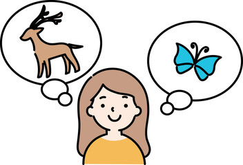 生き物を思い浮かべる女性