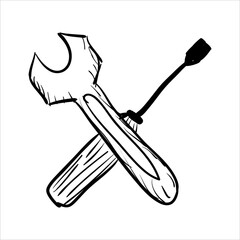 art illustration sketch abstract hand draw vector symbol icon of help tools