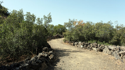 Kula Salihli Unesco Global Geopark. 
Walking path through black volcanic stones