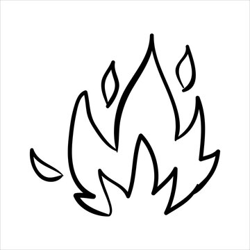 art illustration sketch abstract hand draw vector symbol icon of fire flames set