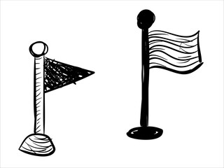 art illustration abstract hand draw vector symbol icon of black and white flag