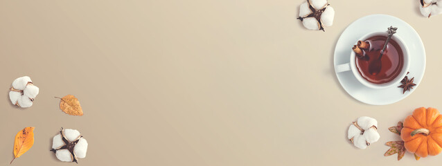 Black tea with cinnamon sticks and star anise