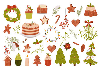 Set of Christmas design elements. Vector illustartion	