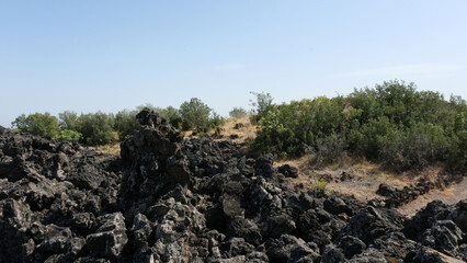 Kula Salihli Unesco Global Geopark. 
Black volcanic stones
