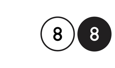 eight 8 number icon black outline for web site design 
and mobile dark mode apps 
Vector illustration on a white background