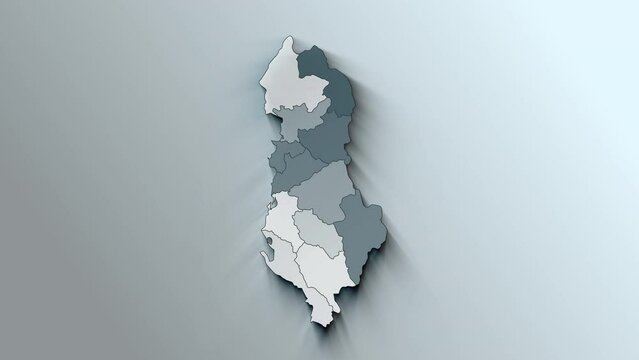 Modern White Map of Albania with Counties