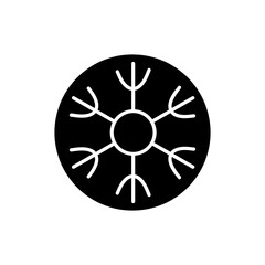 Obraz premium Snowflake glyph icon. Circle abstract sign. Happy new year and Merry Christmas. Isolated vector stock illustration