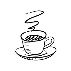 art illustration hand draw vector symbol icon of black cup of coffee