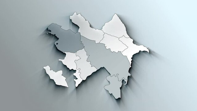 Modern White Map of Azerbaijan with Regions