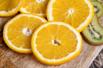Fototapeta na wymiar sliced juicy fresh orange, closeup