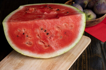 Sliced ripe and juicy watermelon of red color