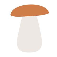 Vector illustration. White mushroom color icon in the flat style