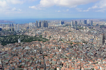 Ausblick vom Istanbul Sapphire auf Türme des Sabanci Center, Besiktas, europäischer Teil von Istanbul, Türkei, Asien