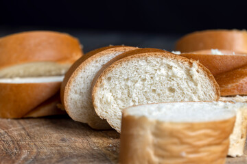 Sliced wheat loaf on the table