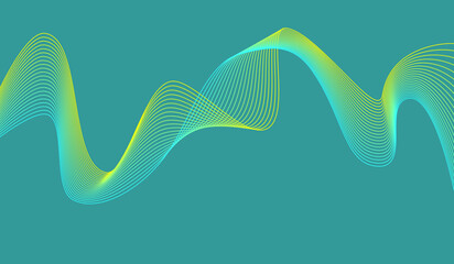 Background Blue Turquoise Yellow wave lines. Flowing waves design Abstract digital equalizer sound wave. Flow. Line Vector illustration for tech futuristic innovation concept background Graphic design