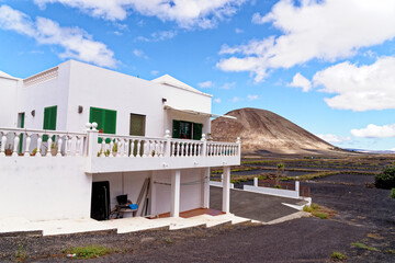 Typical white building characteristic of the island in Mancha Blanca - Lanzarote Spain
