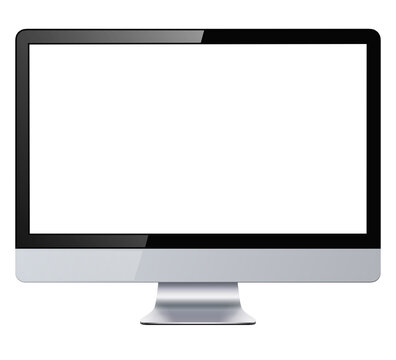 Computer monitor display with blank white screen isolated 3d icon front view illustration.