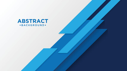 White and blue modern abstract wide banner with geometric shapes.