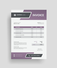 Simple clean and professional geometric shape business invoice design template or bill form price invoice design template