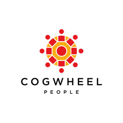 Cogwheel people logo design vector icon template