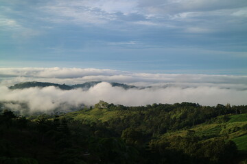 clouds over the mountains scenery in the mist at Khao Kho, Thailand