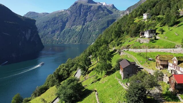 The beauty of the fjords in Norway. Aerial view.