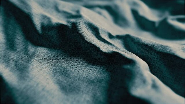 Moving waving denim coarse fabric material texture wave. Motion design of grey wavy canvas rough linen cloth. Abstract 3d render animation pattern background for business wallpaper presentation ads