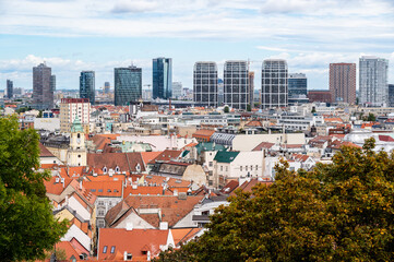 Fototapeta na wymiar Bratislava city aerial panoramic view. Bratislava is a capital of Slovakia.