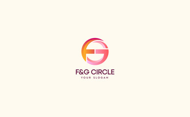 GF abstract circle logo. Modern futuristic monogram with gradient sweet color. Vector illustration