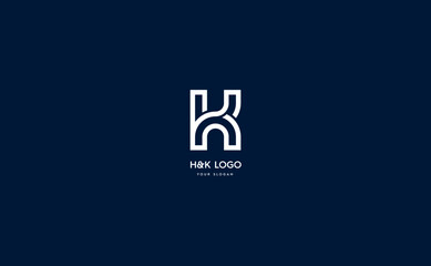 H and K line art logo. Luxury monogram typography for branding identity. Minimalist vector illustration.