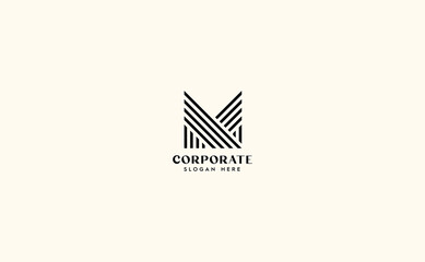 Stripes M monogram concept. Vector illustration logo letter. Simple minimalist strong design