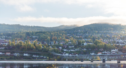 Obraz premium Vingnes bridge in the city of Lillehammer, Norway.