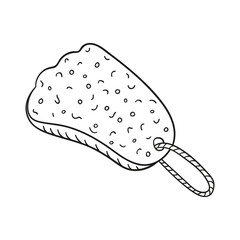 Doodle pumice stone for feet cleaning, sauna and bathroom isolated on a white background. Hand drawn, simple outline illustration. It can be used for decoration of textile, paper.