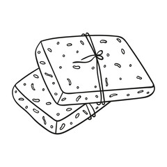 Doodle soap, sauna and bathroom isolated on a white background. Hand drawn, simple outline illustration. It can be used for decoration of textile, paper.