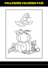 Halloween coloring page for kids. Line art coloring page design for kids.