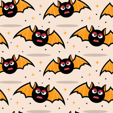 Cute bat cartoon seamless pattern.