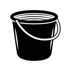 Vintage retro cleaning bucket. Can be used like emblem, logo, badge, label. mark, poster or print. Monochrome Graphic Art. Vector Illustration. Engraving woodcut
