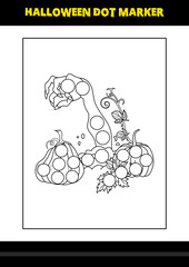 Halloween dot marker coloring page for kids. Line art coloring page design for kids.