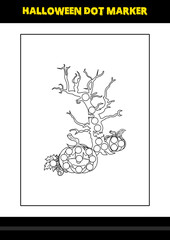 Halloween dot marker coloring page for kids. Line art coloring page design for kids.