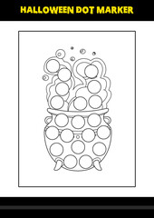 Halloween dot marker coloring page for kids. Line art coloring page design for kids.