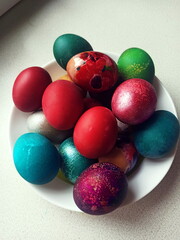 Plate with colored Easter eggs