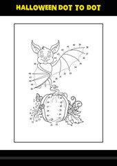 Halloween dot to dot coloring page for kids. Line art coloring page design for kids.