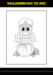 Halloween dot to dot coloring page for kids. Line art coloring page design for kids.