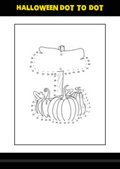 Halloween dot to dot coloring page for kids. Line art coloring page design for kids.