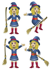 set of girl wearing witch halloween costume