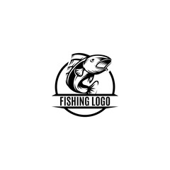 fishing silhouette logo template vector