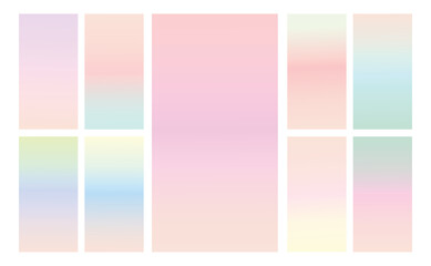 Fototapeta premium Set of multicolor Pastel gradient background. Soft pastel gradient background Template. Modern screen gradient for web 