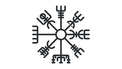Vegvisir black silhouette on a white background.