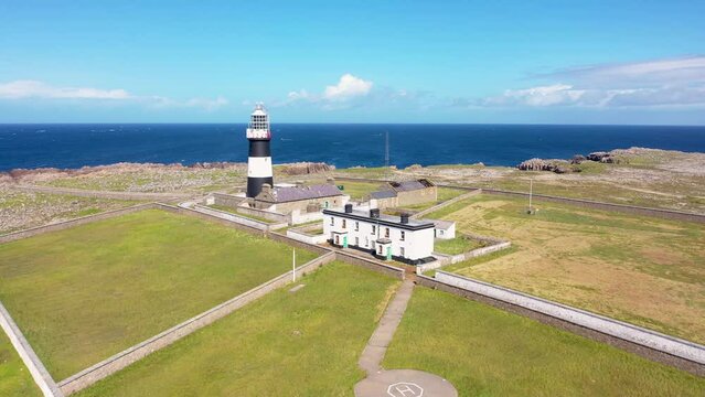 Aerial view of the Lighthouse on Tory Island, County Donegal, Republic of Ireland