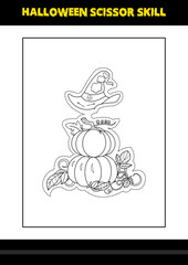 Halloween scissor skill for kids. Halloween scissor skill coloring page for kids.